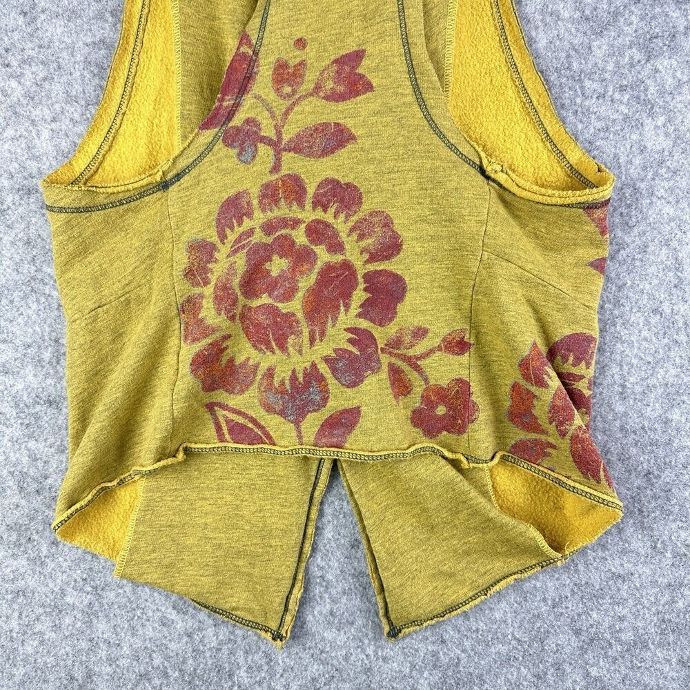 Scrapbook Originals Vest Top Womens M Gold Mustard Yellow Cutoff Sweatshirt Boho - Picture 9 of 11